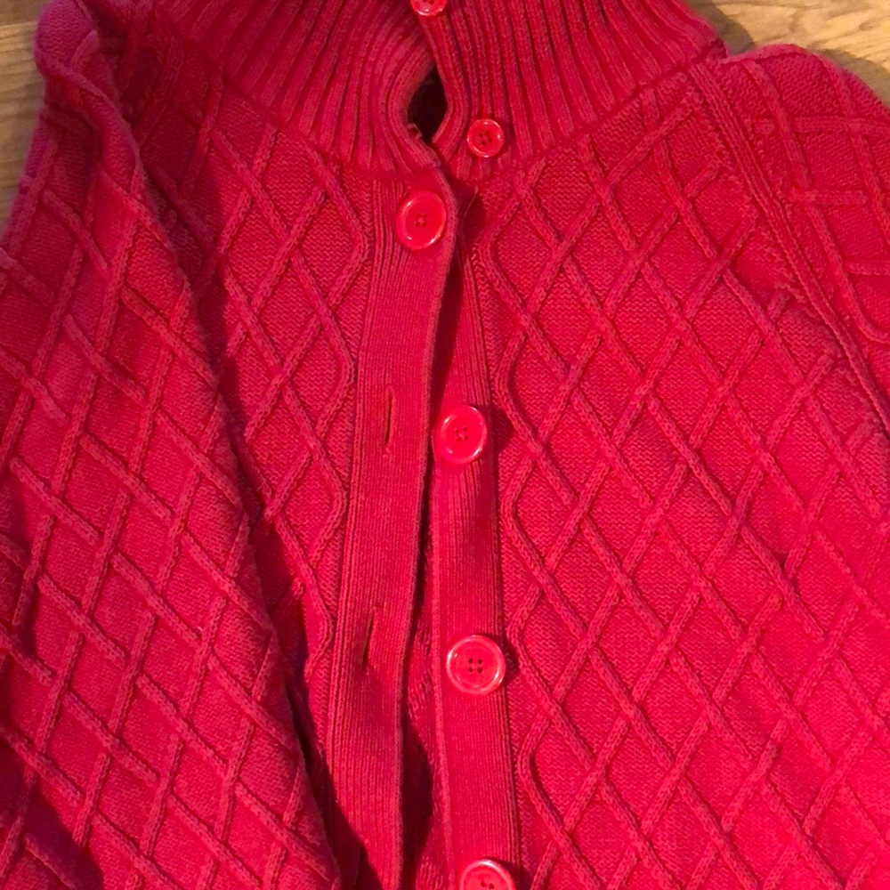 Red knit cardigan!